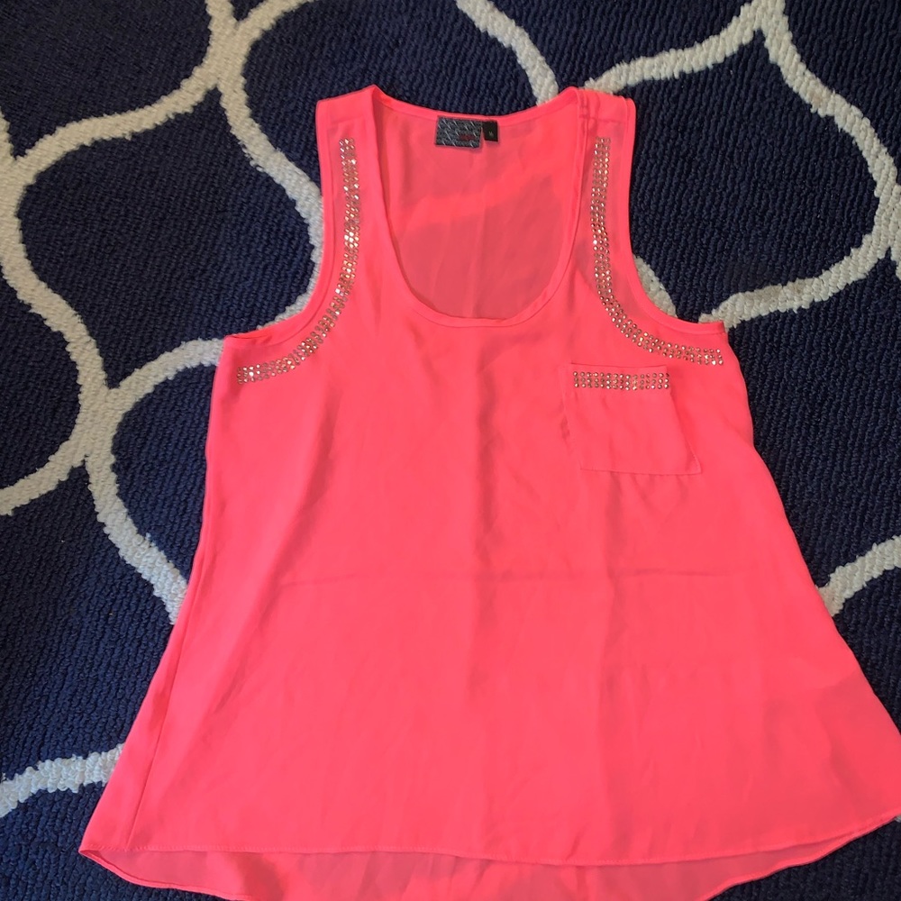 Super light weight rayon tank with embellishments